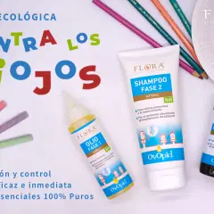 Línea ecológica para el tratamiento piojos niños: shampoo, aceite y spray. Prevención y control eficaz con aceites esenciales 100% puros.