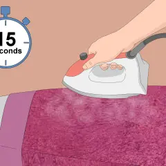 Instrucciones para como limpiar el terciopelo: plancha con vapor sobre un paño blanco durante 15 segundos.