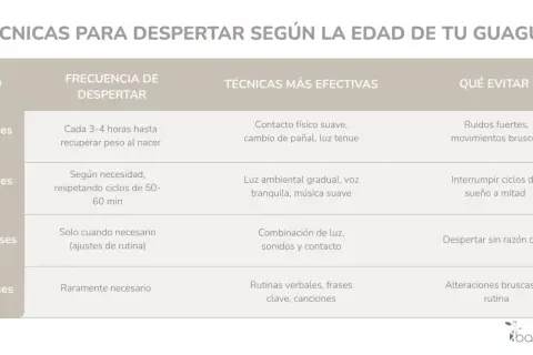 Guía sobre como despertar a un bebe según su edad. Incluye técnicas efectivas y qué evitar para cada etapa, desde recién nacidos hasta más de 12 meses.