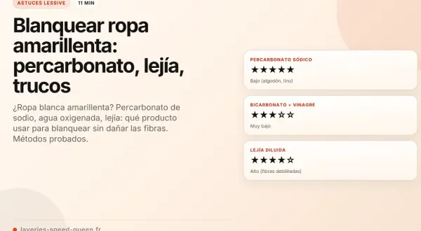 Guía para saber qué programa de lavadora usar para ropa blanca amarillenta: percarbonato, lejía y trucos.