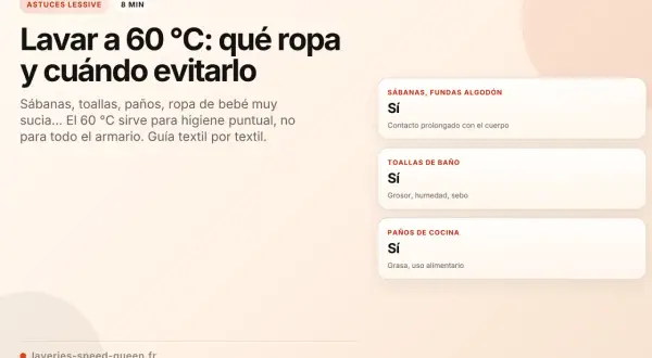 Guía para lavar ropa a 60 grados: ideal para sábanas, toallas y paños de cocina.