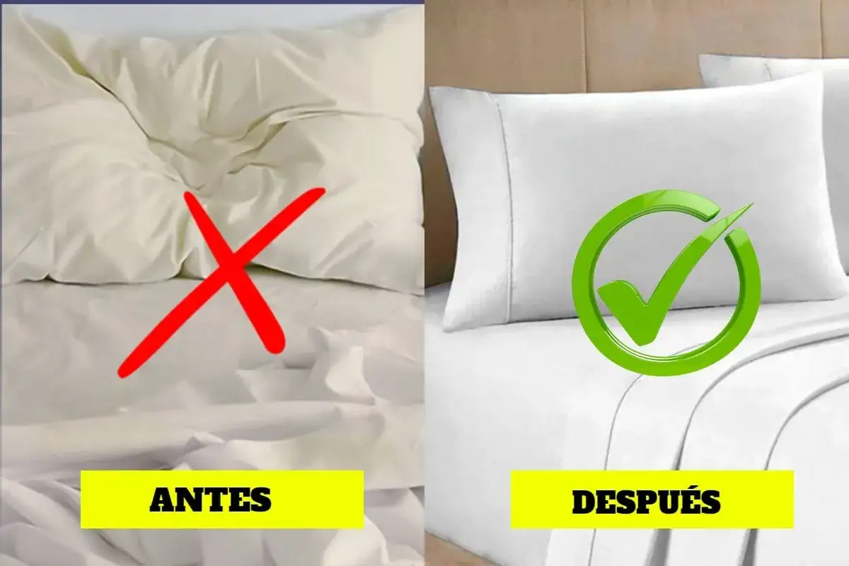 Antes y despu&eacute;s de c&oacute;mo blanquear fundas de almohadas amarillentas.