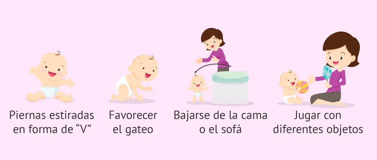 Un beb&eacute; de 12 meses gatea, se sienta con las piernas en 