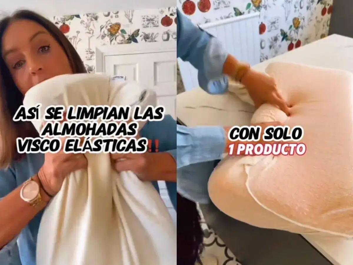 Demostraci&oacute;n de c&oacute;mo limpiar almohadas viscoel&aacute;sticas. Se muestra c&oacute;mo se pueden lavar f&aacute;cilmente con un solo producto.