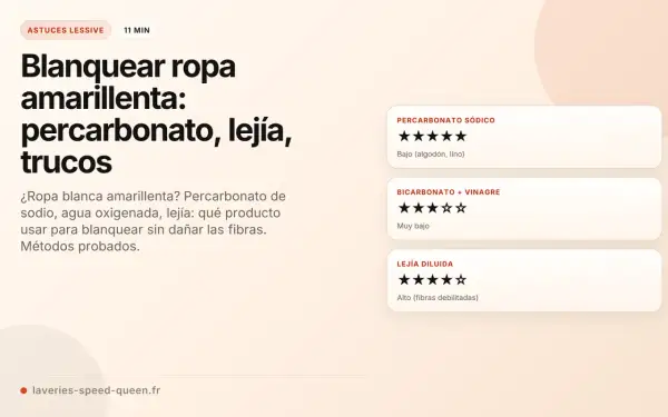 Guía para saber qué programa de lavadora usar para ropa blanca amarillenta: percarbonato, lejía y trucos.